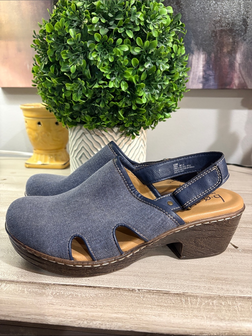 BOC Denim Slingback Clog Heels